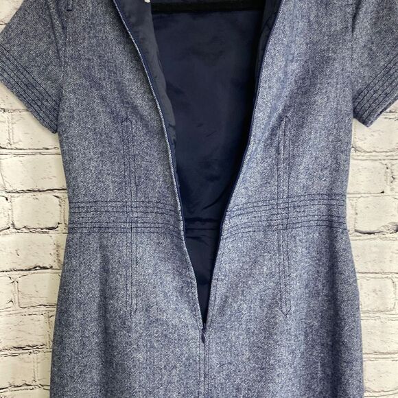 Banana Republic Stitch Detail Short Sleeve Wool Blend Sheath Dress Chambray Size - Picture 12 of 16